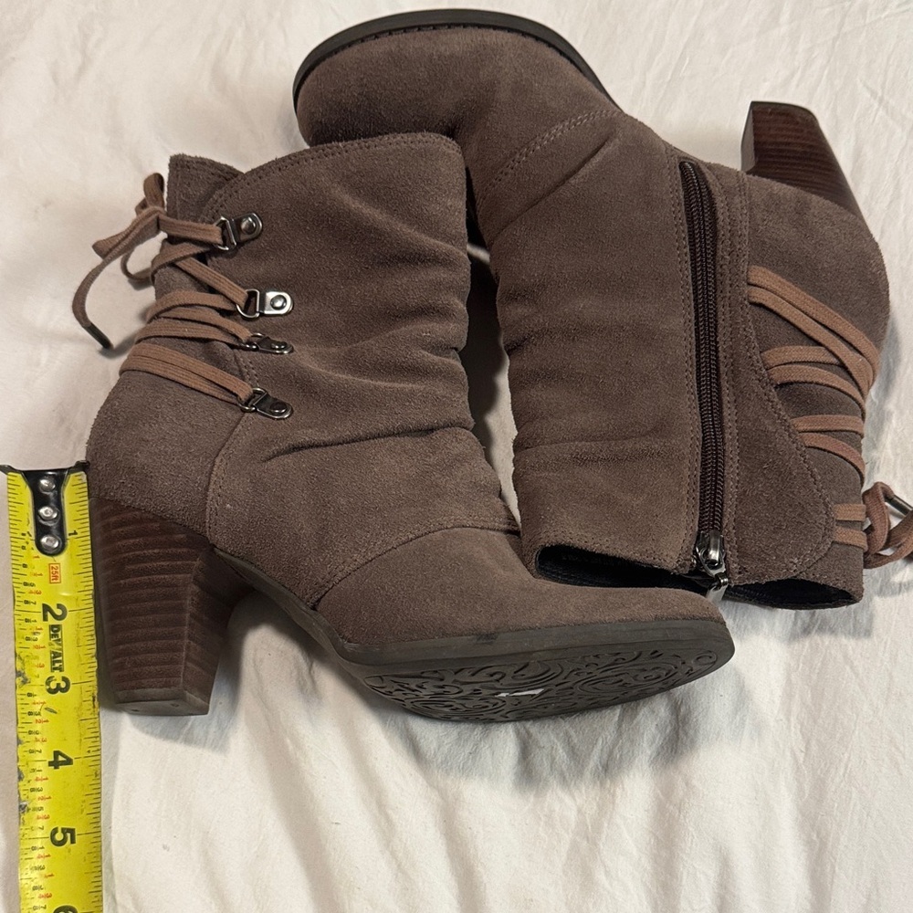 Clarks Taupe Suede Ankle Booties